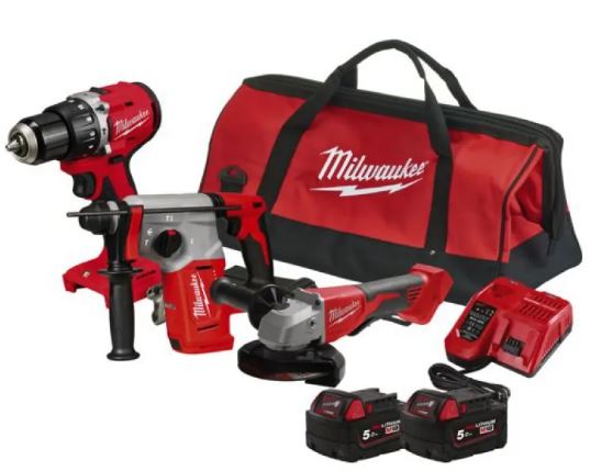 LOT 3 OUTILS  M18  BLPP3C-502 (PERFO +PERCEUSE +MEULEUSE) - MILWAUKEE - ref 4933498565